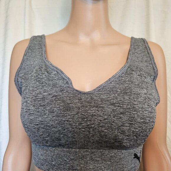 Puma Ladies’ Seamless Sports Bra, 2 Pack, Convertible  , Black /Gray, S,M,L,XL - Picture 8 of 16